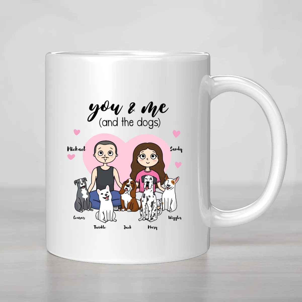 You and Me (and the Dogs) Personalized Love Mug ❤️🐶